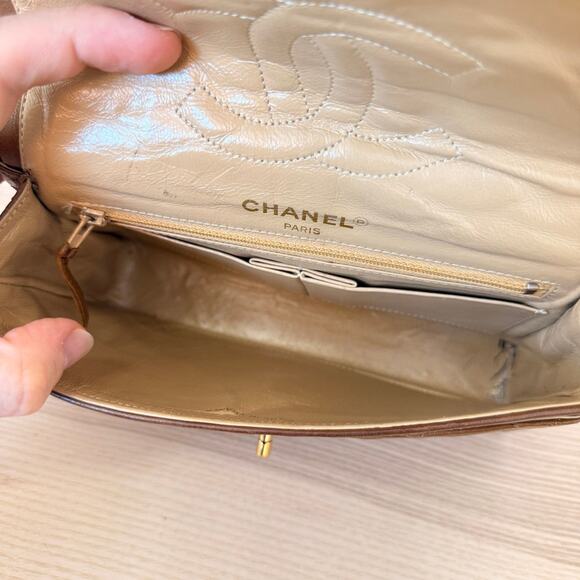 Chanel Lambskin Double Flap Vintage 1988 24K Gold Brown - Picture 8 of 16